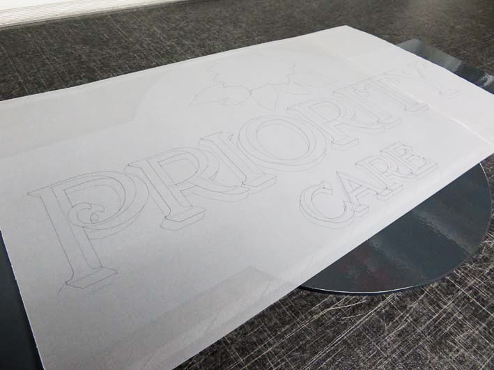 Tracing paper lettering pattern