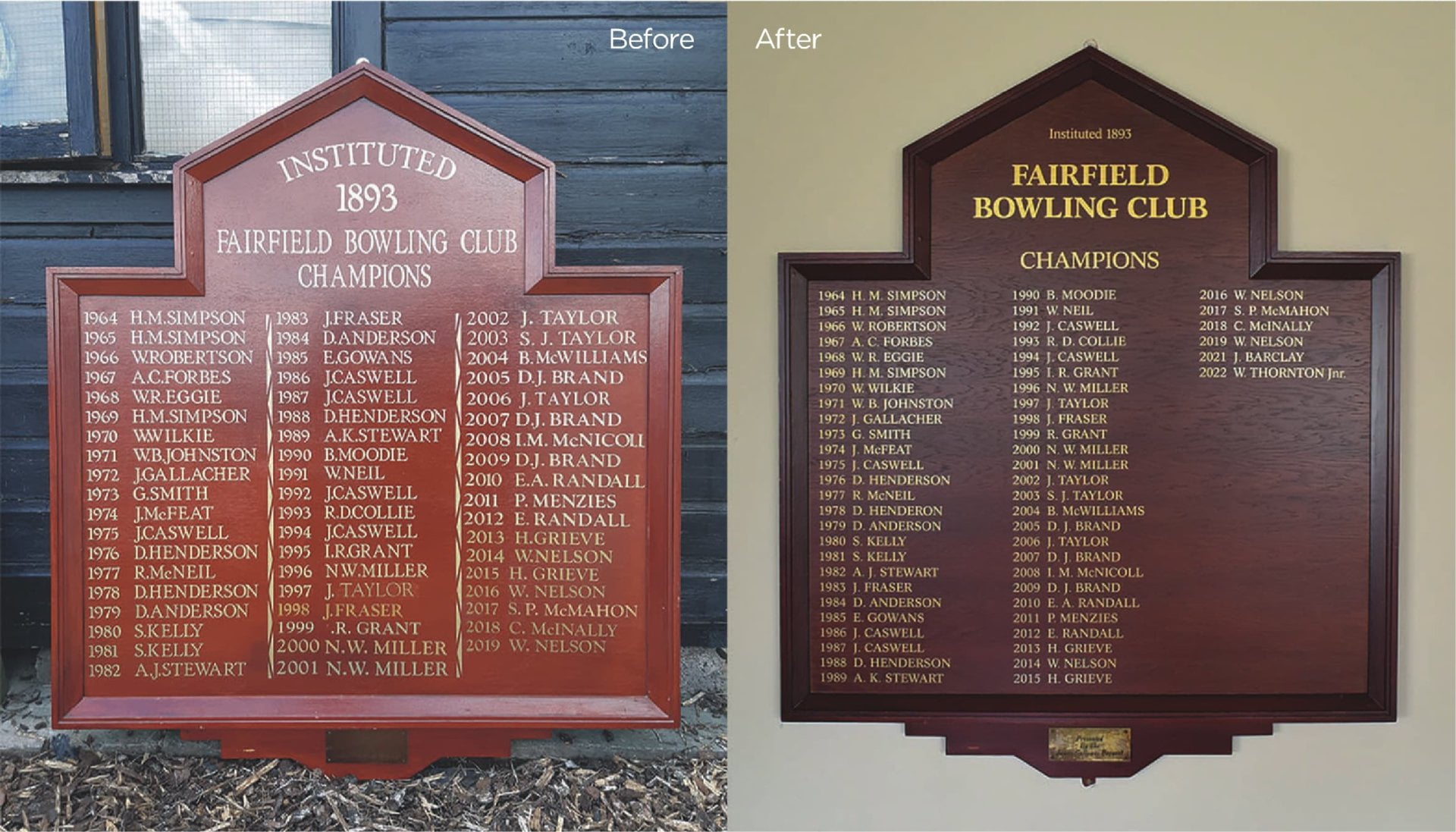 Honours boards refurbishment in Dundee