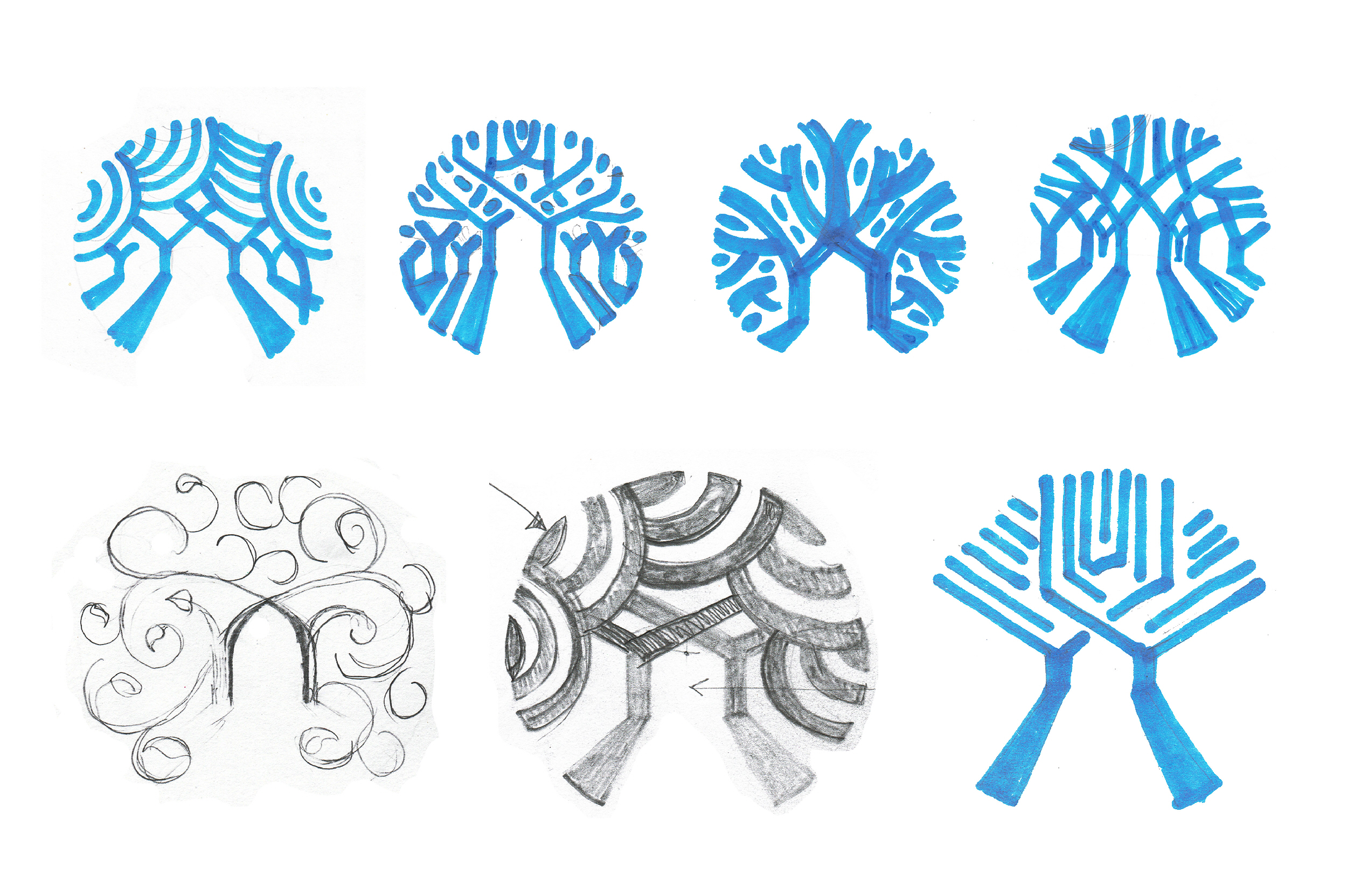 Logo Design Sketches for The Clearing in Dundee