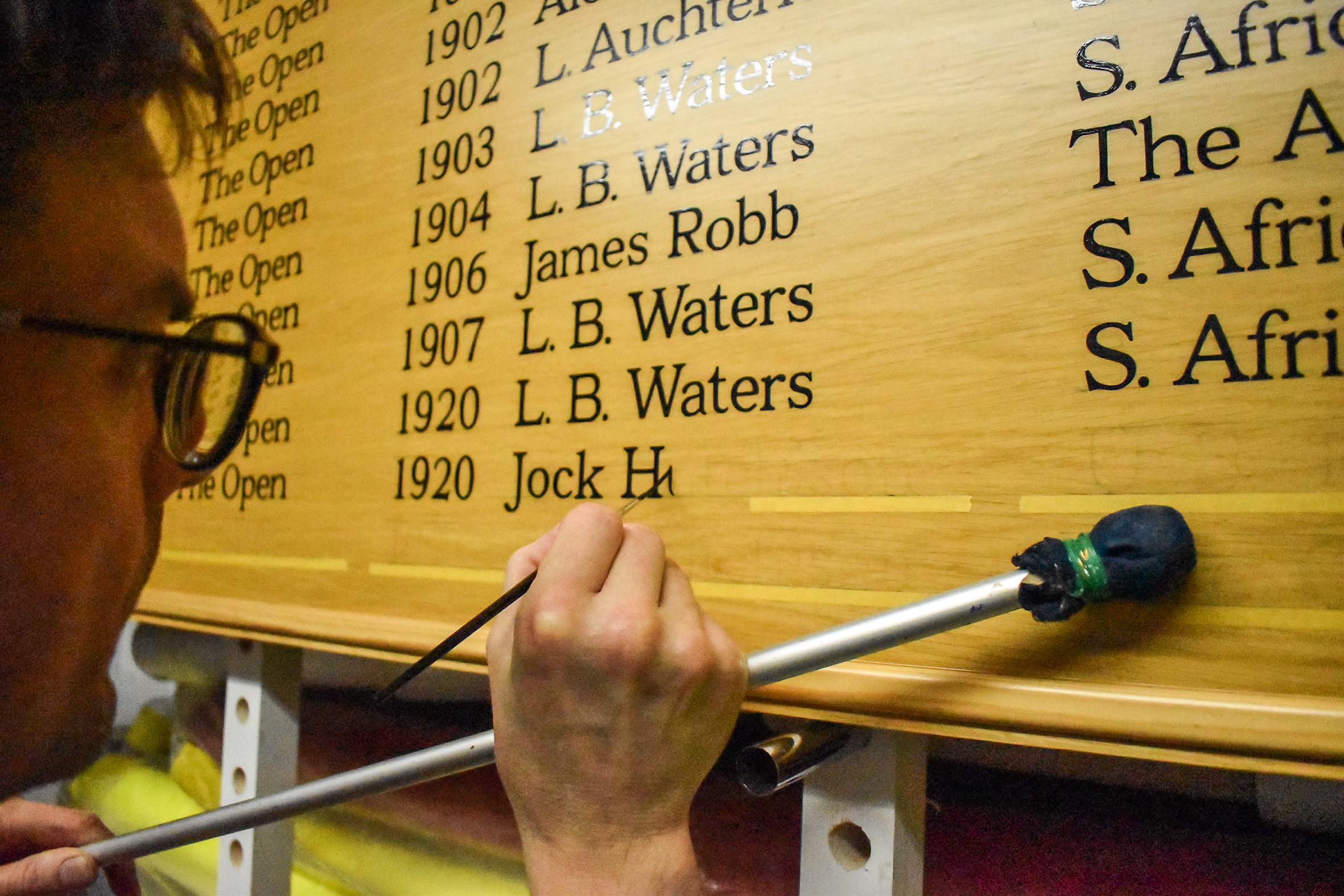 Hand lettering honours boards St Andrews