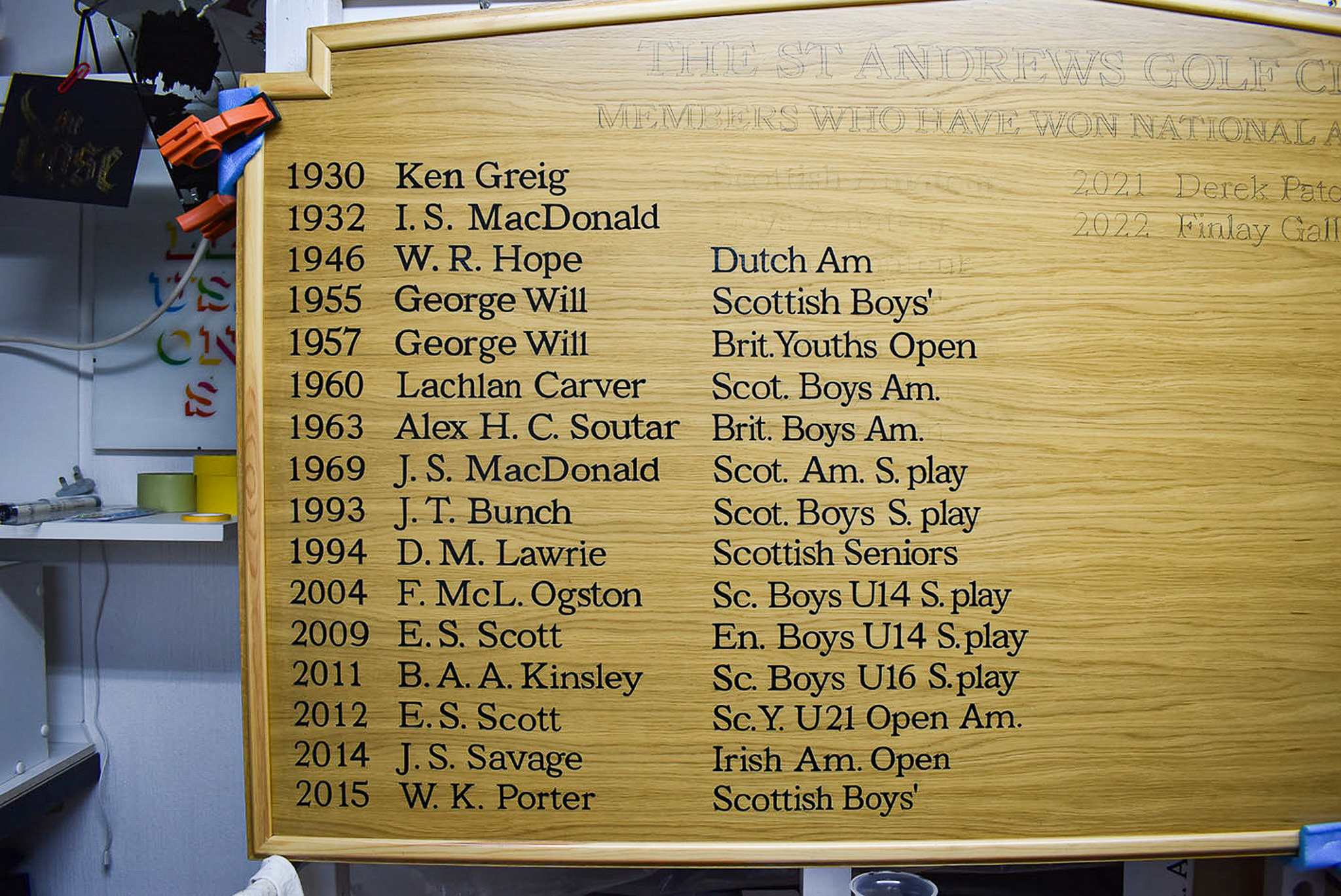 Progress with signwriting an honours board