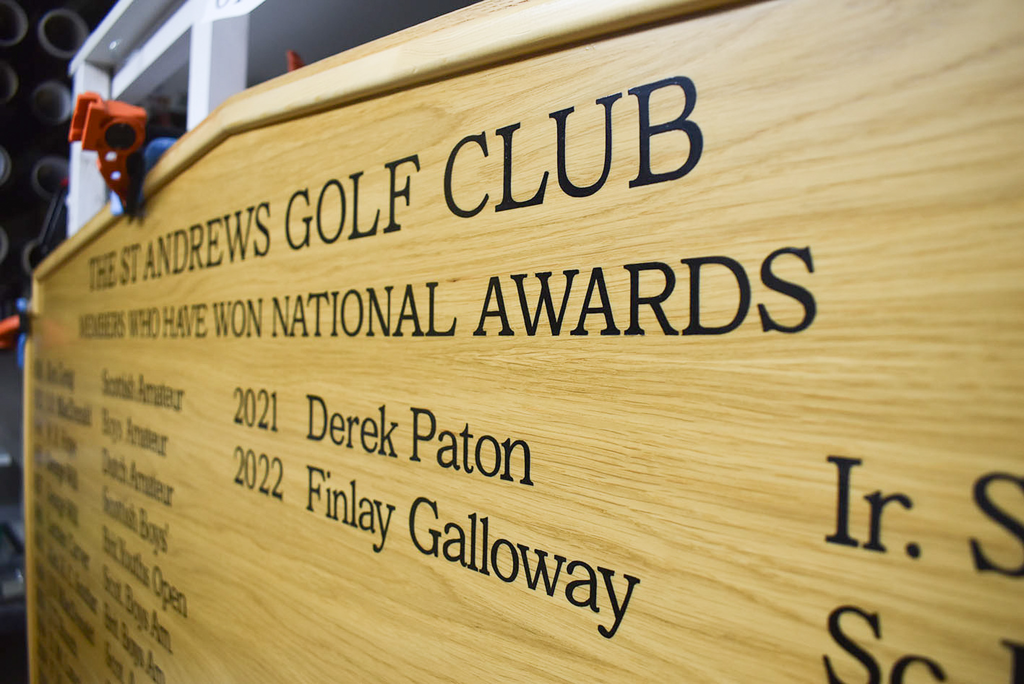 The St Andrew Golf Club hand lettered honours board one