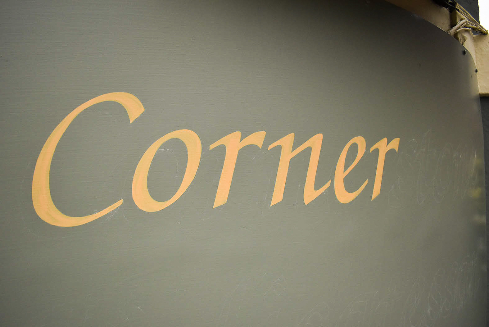 Hand lettering sign above door for shop in Blairgowrie